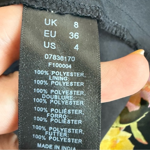 ASOS Black Floral Criss Cross Back Dress 4 NWT - Picture 10 of 10